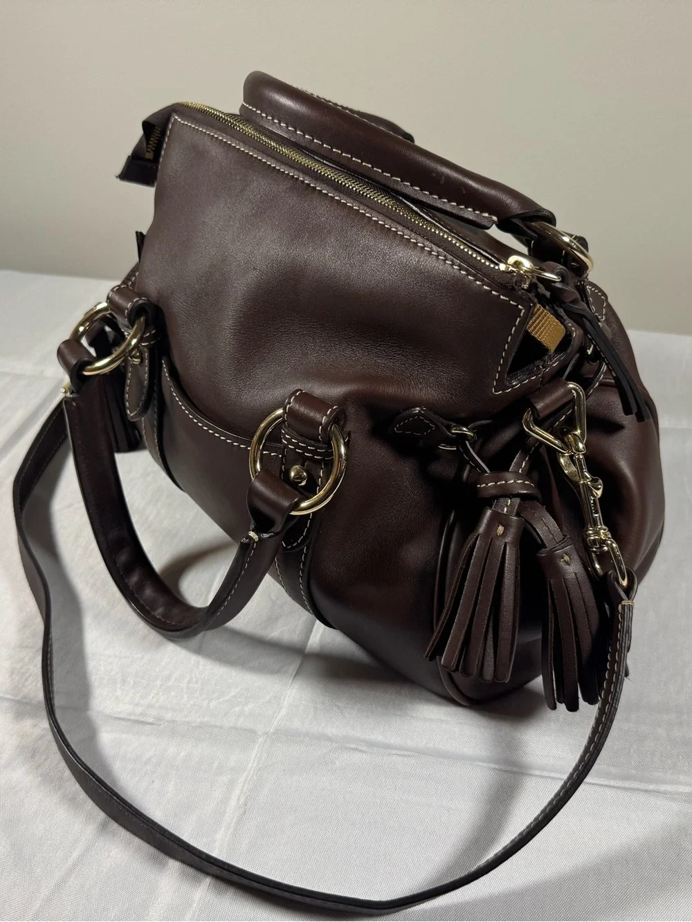 Dooney & Bourke Florentine Large Satchel Chestnut Leather